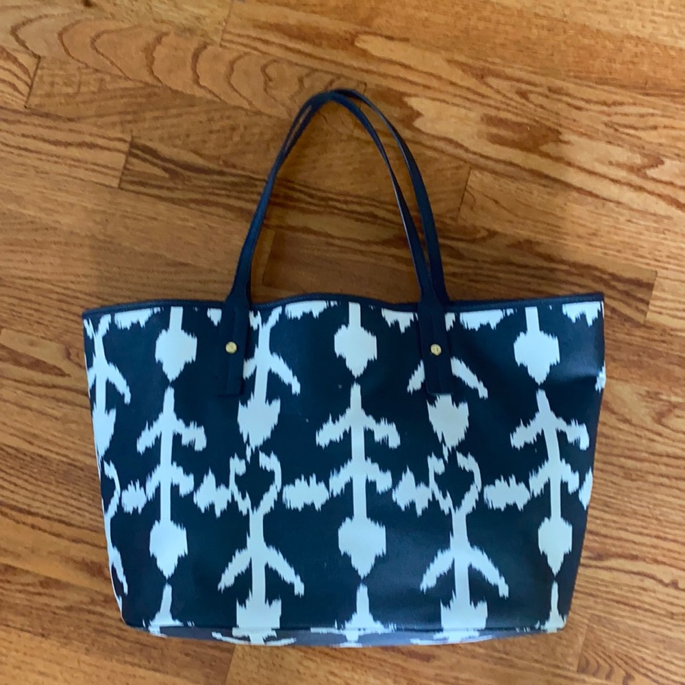 C. Wonder Tote Bag Shopper Navy White Gold Large Handbag EXC COND